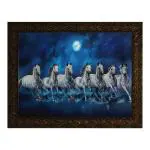 Indianara Multicolor Engineered Wood Vastu Seven Horses Painting 25.4*33*1 cm