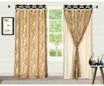 Tanyugg Printed Brown Polyester Long Door Curtain 9x4 ft (Design 2 In 1)