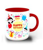 Whats Your Kick Happy Birthday wish for kids Printed Red Ceramic Coffee Mug Tea Mug 325 ML