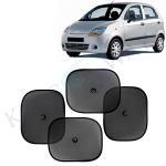 Kingsway Car Curtain Sticky Sun Shade Universal Use for Chevrolet Spark, 2005 - 2009 Model, Color : Black, Mesh, Pack of 4 Piece Car Sun Shades Blinds Cover