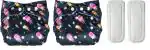 naughty bottoms Washable, Reuseable Cloth Diaper- Black Fire Combo, With 2 Free Dry Feel Absorbent Inserts