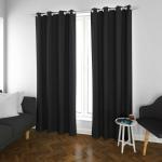 Parada Online Black Solid Blackout Fabric Eyelet Plain Long Window, Door Curtain 9ft (Pack of 1)