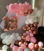 SPECIALYOU.IN 63pcs 18th birthday decoration items with 18no. Rose Gold Foil Balloons & Rosegold Chrome, Pink and white Balloons, Reusable Balloons Decoration for Boys & Girls, Birthday decoration items