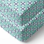 Bacati Mint & Navy Noah Tribal Dot/Cross Crib Fitted Sheet (0-24 M) 132 cm x 71 cm (Set of 2)