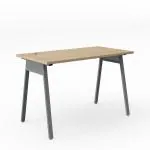 HNI India Ionic Ergonomic Desk Table, Home Study & Office Work Desk Modular Workstation Furniture | 25 mm Wooden top, A Shaped Powder Coated Metal Legs with Accent Band (Ionic Grey, 900 mm)