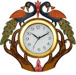 RoyalsCart Wooden Hand Decorated Peacock Wall Clock (Multicolour) [KTWC505]