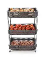 SHRAVI Vegetable Rack&Fruit Rack Stackable Storage Cart With Steel Pipe(Grey, 3 Layer)