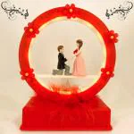 Elegant Lifestyle Love Ring Light Couple with Music, Gift for Valentines Day Wedding New Year Xmas Decorative Showpiece - 18 cm  (Plastic, Polyresin, Light Red)