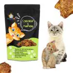 Wiggleboo Chicken And Pumpkin Cat Treat Travel Pack Protein Rich De-Wormer For All Cat Breed Crunchy Snack 45G