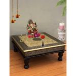Mansi Enterprises Pooja Bajot Stool/Pooja Decor/Pooja Chowki/Patla/Chowki For Daily Prayer/Sitting Chowki For All Purpose (12X12X6 Inches)