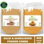 Homeda Pure Sandalwood and Wild Turmeric Powder (500g each - 1000g) for Face (Kasturi Haldi, Amba, Chandan)