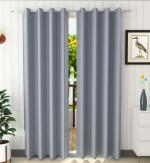 Shine Creations Grey Polyester Solid Blackout Door Curtain 122 cm x 214 cm - Pack Of 2