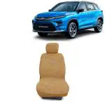 Kingsway Towel Fabric Car Seat Covers for Toyota Urban Cruiser Hyryder, 2022 Onwards Model, Material: 100% Cotton, Color : Beige, Complete Set of All Seats (Car Specific Front + Rear Seat Covers)