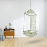 Curio Centre White Cotton Hanging Maharaja Swing Chair with Accessories 55 x 55 x 150 cm