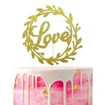 Festiko Gold Glitter Love Cake Topper, Bridal Shower Wedding Cake Topper, Be Mine Cake Topper, Valentines Day Party Decorations Supplies