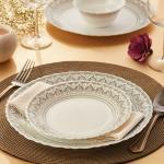 Larah by Borosil Classic Opalware 12 Pieces Dinner Set, Opal Glass Dinner Plates & Bowls, Crockery Set For Dining