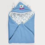 BABY ZONE Blue Self Design Polyester Crib Baby Blanket (69 x 69 cm)