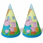 Festiko 6 Pcs Peppa Pig Themed Party Cone Hats, Peppa Pig Party Hat for Kids Birthday (Multicolor)