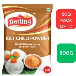 Darling Idli Chilli Powder 500g (Pack of 10, Each 50G))| No Added Preservative | Idly Molaga Podi | Traditional South Indian idly chilli powder)