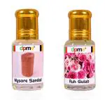 Dpme Mysore Sandalwood And Ruh Gulab Attar Combo, Roll On, 6 Ml Each For Men & Women