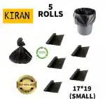 KIRAN BLACK BIODEGREDABLE DISPOSABLE PREMIUM QUALITY BAG /TRASH BAG/ DUSTBIN BAG/ MEDIUM SIZE / ROLL SIZE -17*19[30 BAGS]-Pack of 5