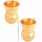 Prisha India Craft Pure Copper Muglai Matka GlassCapacity 375 ML, Set of 2