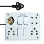 Eshopglee White Polycarbonate 6 A Heavy Duty Extension Board with 4 Individual Switch and Socket with Holder 2.7 m Cable