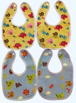 Maalove Waterproof Baby Feeding Bibs/Apron Blue and Yellow Pack of 2 Each