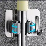 V2H Broom & Mop Holder Wall Mounted self adhesive, 304 Metal Stainless Steel Broom Holder Organizers & Storage, Utility Storage Rack Heavy Duty Tools Hanger for Bathroom Kitchen, Multicolor - 1 Pcs