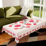 Kuber Industries Center Table Cover | Cotton Pink Flower Pattern Table Cover | Luxurious Net Tablecloth | Tea Table Cover for Living room | 40x60 Inch | Cream
