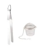 Urban Buy Stainless Steel Roti Chimta Tong With Stainless Steel Green Tea Filter and Multicolour, Pack of 2