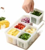 VALVIER Versatile Fruit Salad Food Container with Multi-Compartment Design - Airtight, BPA-Free, and Eco-Friendly Storage Boxes for Fridge & Freezer, Ideal for Vegetables, Garlic, and Freshness Preservation (pack of 1)
