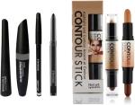Bingeable Long Lasting Kajal Eyeliner Mascara And Black Contour Stick Highlighter (Set Of 3)