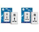 Wipro North West USB Multi Plug with 1 Universal Socket and 2 USB Ports Three Pin Plug (Pack of 2)