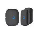 Wireless Doorbell, Himster Waterproof Door Bell Chime Kit Alarm for Home at Upto 1000 Feet Range Operating with 56 Melodies, LED Flash, 7 Levels Adjustable Volume (Black 2 Transmitters & 1 Receiver)