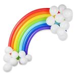 Toyxe Multicolor Rubber Stripe Shape Balloons, White Round Balloons