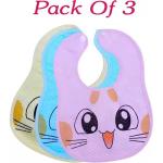 Mini Love Washable Soft Hosiery Cotton New Born Baby Apron Bib with Titch Button, Cute Print (Pack of 3)