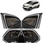 Kingsway Car Magnetic Sun Shades Curtains for Renault Captur, Model Year : 2017 Onwards, Full Window Cover, Color : Black, Cotton Mesh, Complete Set of 4 Piece