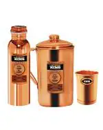 Mr. Copper King Orginal Ayurveda Copper Water Bottle, Jug And Glass Combo AQUA Water Bottle 950ML 1 Pc, 1000 ML JUG 1 Pc ,Glass Tumber 1 Pcs 300ML Combi Set
