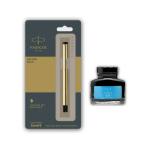 Parker Vector Gold GT Fountain Pen + Quink Ink Bottle - Blue (30ML)