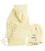 OREAYU Prime 12 Pcs Cotton Drawstring Potli Cloth Bags,Reusable bags for Kitchen, Non Plastic Packing use, Masala Potli, Spice Bag.Size 10 x 7 inches