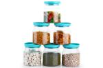YouBee Unbreakable Plastic Gar Set, Air-tight Transparent Kitchen Storage Container I Stackable I Modular I Cereal Dispenser I Kitchen Organizer I Multipurpose Jar 1000 Ml Each, Set 6 (Blue)