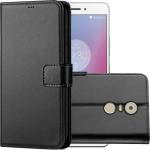 Frazil Leather Magnetic Vintage Flip Wallet Case Cover for Lenovo K6 Note (Black)