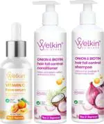 Welkin SKIN CARE Organic Onion, Biotin and Vitamin C Shampoo, Condtioner and Face Serum