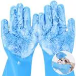SHIVAAY Pet Grooming Gloves, Heat Resistant Dog Bathing Shampoo Gloves with High Density Teeth, Silicone Hair Removal Gloves with Enhanced Five Finger Design, Bathing and Massaging for Dogs and Cats
