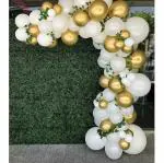 SpecialYou.in White and Metallic Gold Theme Happy Birthday Decoration Items for Wedding, Birthday, Anniversary, Baby Shower, Theme Party decor with Green Vines - (64 Items)