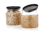 MIX CART Plastic Melody Container Jar - Easy Flow Cereal Dispenser Storage Box Jar With Lid, Airtight Unbreakable & Transparent For Snacks, Nuts, Rice, Flour, Food Grain, Kitchen Storage Box Pack Of -2 Multicolor