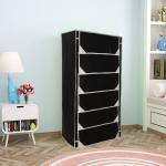 Fabura 6 shelf Shoe rack Cum Utility rack with Separate Flaps cover-Black