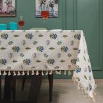 Urban Space 100% Cotton Dining Table Cover 6 Seater, Printed Cotton Table Cloth for Center Table with Boho Tassels, 54
