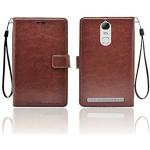 Tingtong Vintage Leather Finish Flip Cover for Lenovo Vibe K5 Note | Inside Pockets & Inbuilt Stand | Wallet Style Back Case | Magnet Closure (Brown)
